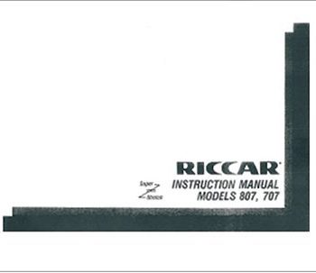 INSTRUCTION BOOK Riccar 707 807
