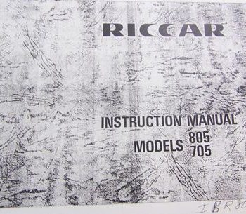 INSTRUCTION BOOK Riccar 805 706 806R