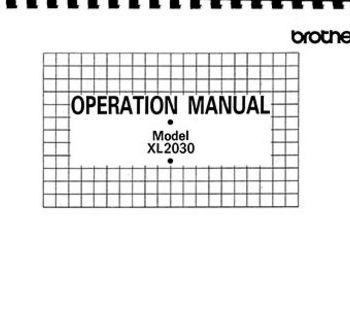 INSTRUCTION BOOK Brother XL2030 XL2500