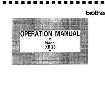 INSTRUCTION BOOK Brother XL3200 XR33 XR34