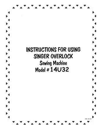 Instruction Book Singer 14U32