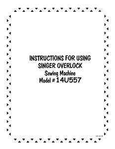 INSTRUCTION BOOK Singer 14U557