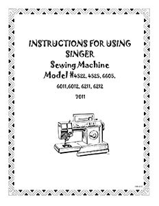 Instruction Book Singer 4522 6202 6212