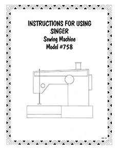 Instruction Book Singer 758 778
